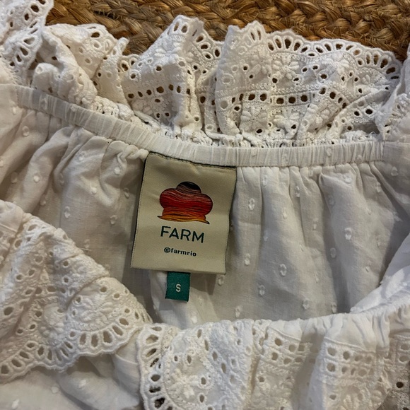 FARM Rio White Eyelet Ruffle Blouse size small - Picture 4 of 4